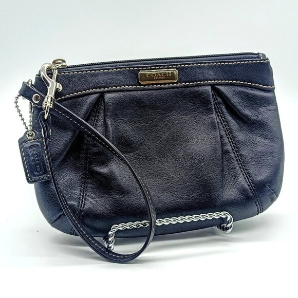 Coach Black Leather Wristlet - Picture 1 of 7